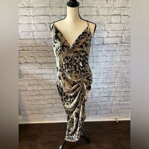 Women’s Plus Black & Tan Patterned Strappy Dress - 1XL